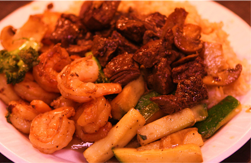 Hibachi steak and shrimp plate in Lexington, South Carolina