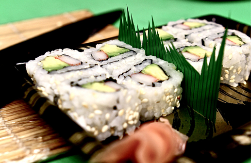 Assorted sushi rolls on a plate